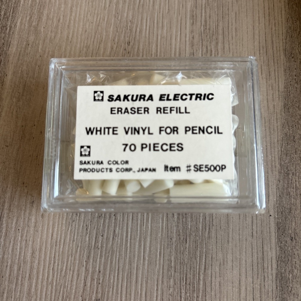 SE500P Sakura Eraser Refill for SumoGrip Electric Eraser, White, 1 Box of 70